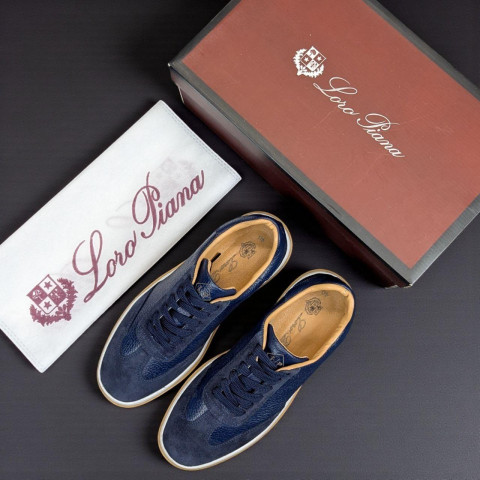Кеди Loro Piana натуральна шкіра/замша СИНІЙ Snik002