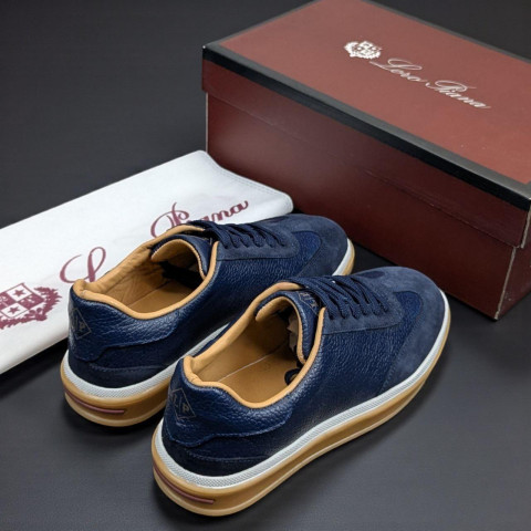 Кеди Loro Piana натуральна шкіра/замша СИНІЙ Snik002