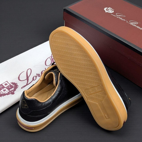 Кеди Loro Piana натуральна шкіра/замша ЧОРНИЙ Snik002