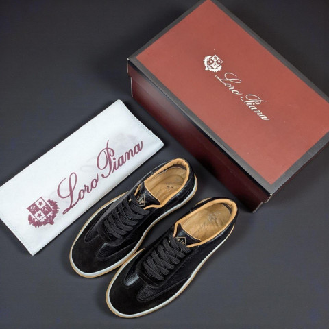 Кеди Loro Piana натуральна шкіра/замша ЧОРНИЙ Snik002