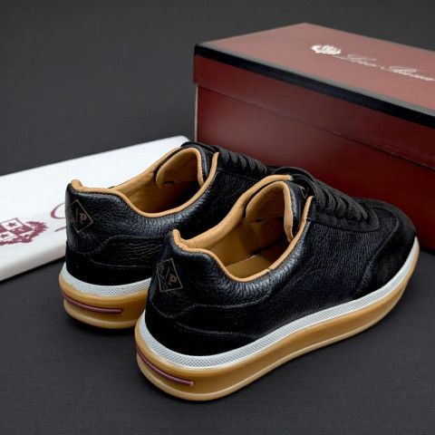 Кеди Loro Piana натуральна шкіра/замша ЧОРНИЙ Snik002