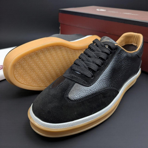 Кеди Loro Piana натуральна шкіра/замша ЧОРНИЙ Snik002