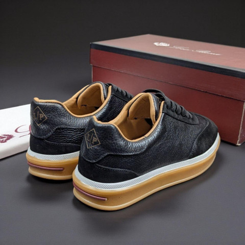 Кеди Loro Piana натуральна шкіра/замша ЧОРНИЙ Snik002