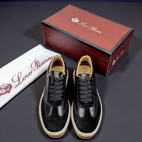 Кеди Loro Piana натуральна шкіра/замша ЧОРНИЙ Snik002