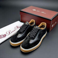 Кеди Loro Piana натуральна шкіра/замша ЧОРНИЙ Snik002