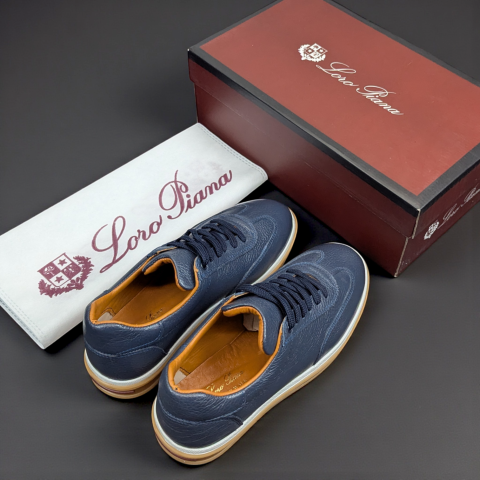Кеди Loro Piana натуральна шкіра СИНІЙ Snik003