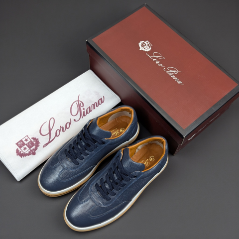 Кеди Loro Piana натуральна шкіра СИНІЙ Snik003