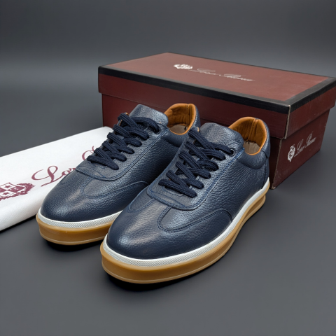 Кеди Loro Piana натуральна шкіра СИНІЙ Snik003