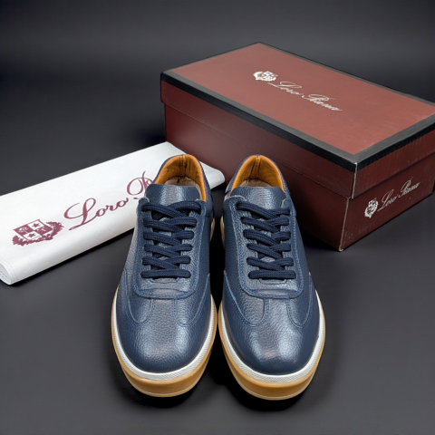 Кеди Loro Piana натуральна шкіра СИНІЙ Snik003