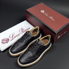 Кеди Loro Piana натуральна шкіра ЧОРНОЙ Snik003
