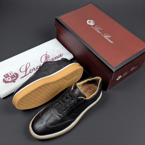 Кеди Loro Piana натуральна шкіра ЧОРНОЙ Snik003