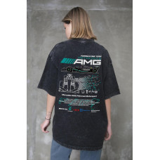 Жіноча Виварена Оверсайз Футболка Without Washed З Принтом AMG Black