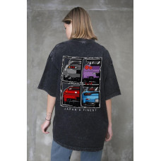 Жіноча Виварена Оверсайз Футболка Without Washed З Принтом Cars Black