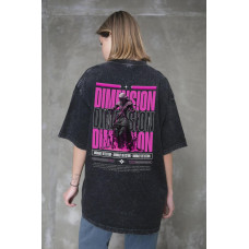 Жіноча Виварена Оверсайз Футболка Without Washed З Принтом Dimension Black