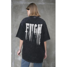 Жіноча Виварена Оверсайз Футболка Without Washed З Принтом Fight Black