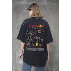 Жіноча Виварена Оверсайз Футболка Without Washed З Принтом Redbull Black
