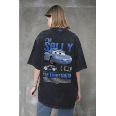 Жіноча Виварена Оверсайз Футболка Without Washed З Принтом Sally Black