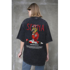 Жіноча Виварена Оверсайз Футболка Without Washed З Принтом Senna Black