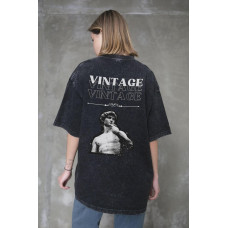 Жіноча Виварена Оверсайз Футболка Without Washed З Принтом Vintage Black