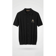 Поло рубашка на короткий рукав трикотаж Loro Piana LUX чорний POL019