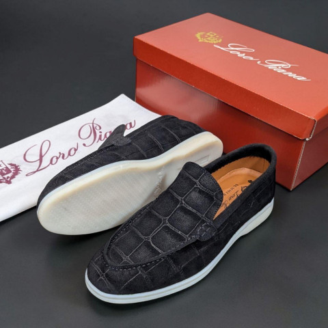 Лофери Loro Piana РЕПТИЛІЯ натуральна замш ЧОРНИЙ Lof001