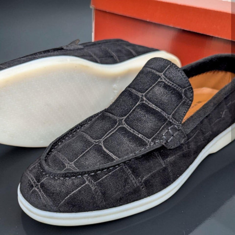 Лофери Loro Piana РЕПТИЛІЯ натуральна замш ЧОРНИЙ Lof001