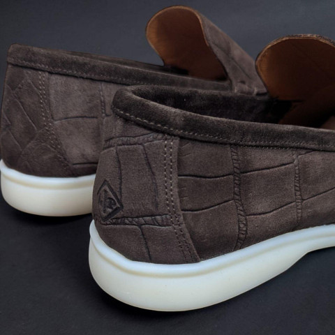 Лофери Loro Piana РЕПТИЛІЯ натуральна замш ШОКОЛАД Lof001