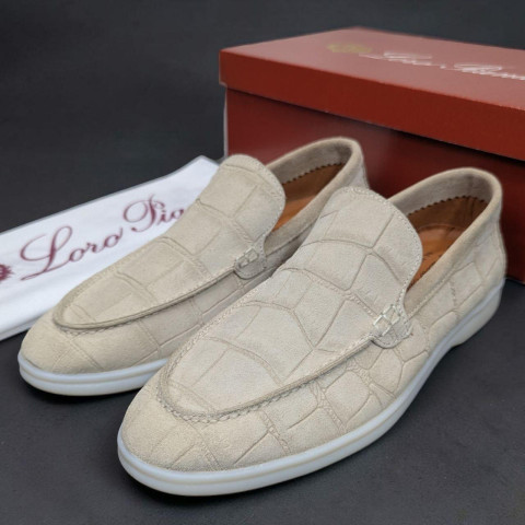 Лофери Loro Piana РЕПТИЛІЯ натуральна замш БЕЖ Lof001