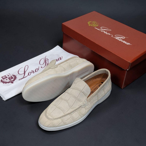 Лофери Loro Piana РЕПТИЛІЯ натуральна замш БЕЖ Lof001