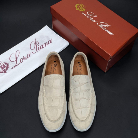 Лофери Loro Piana РЕПТИЛІЯ натуральна замш БЕЖ Lof001