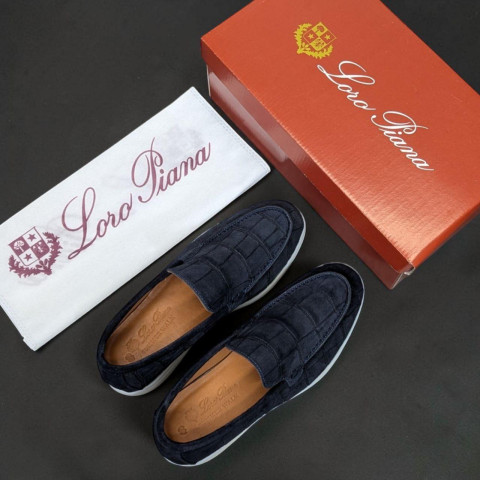 Лофери Loro Piana РЕПТИЛІЯ натуральна замш СИНІЙ Lof001