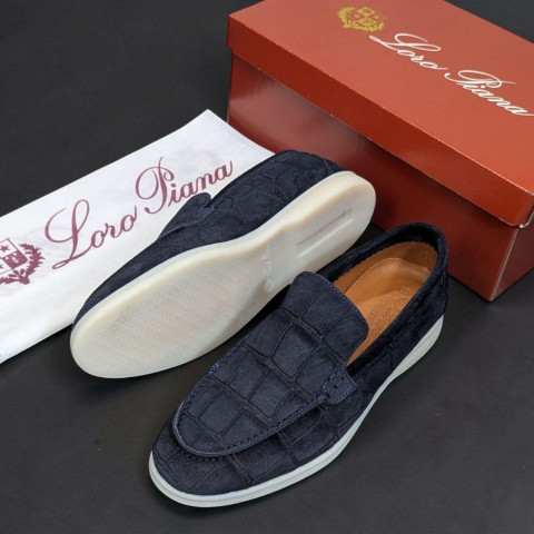 Лофери Loro Piana РЕПТИЛІЯ натуральна замш СИНІЙ Lof001