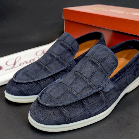 Лофери Loro Piana РЕПТИЛІЯ натуральна замш СИНІЙ Lof001