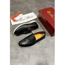 Лофери Loro Piana натуральна шкірі ЧОРНИЙ ГЛЯНЕЦЬ Lof002