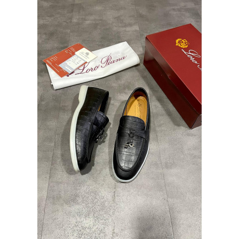 Лофери Loro Piana натуральна шкірі ЧОРНИЙ ГЛЯНЕЦЬ Lof002