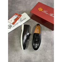 Лофери Loro Piana натуральна шкірі ЧОРНИЙ ЛАК Lof002