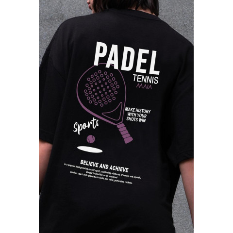 Жіноча Оверсайз Футболка Without З Принтом Padel Tennis Black