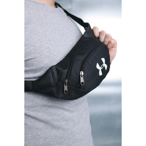 Бананка Under Armour чорна з накаткою (біле лого)