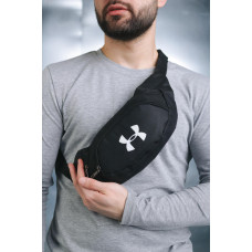 Бананка Under Armour чорна з накаткою (біле лого)