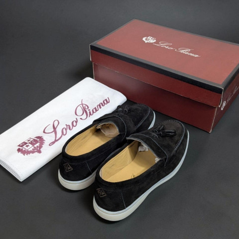 Лофери Loro Piana натуральна замша БОМБОНЧИК ЧОРНИЙ Lof004