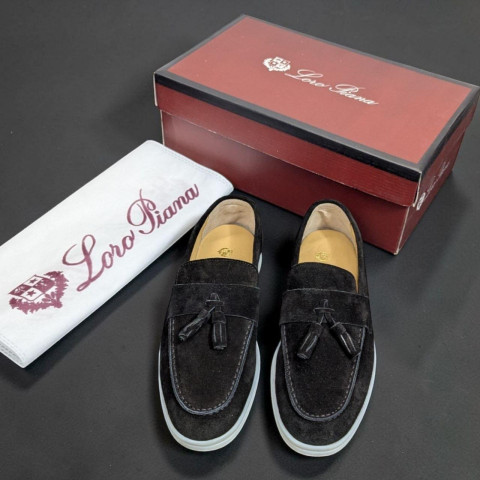 Лофери Loro Piana натуральна замша БОМБОНЧИК ЧОРНИЙ Lof004