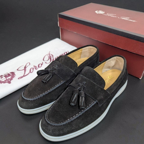 Лофери Loro Piana натуральна замша БОМБОНЧИК ЧОРНИЙ Lof004