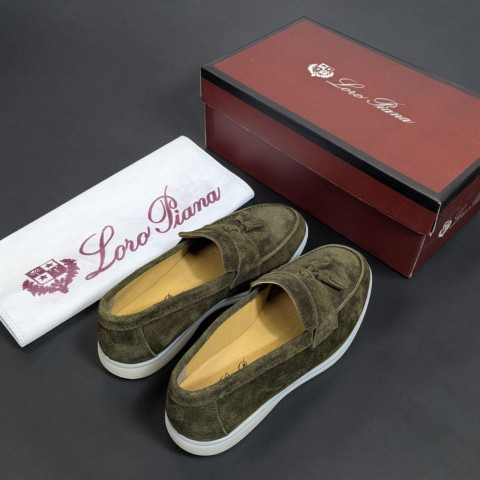 Лофери Loro Piana натуральна замша БОМБОНЧИК ХАКІ Lof004