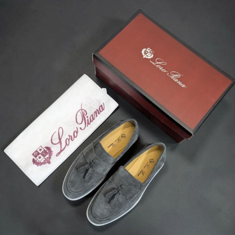 Лофери Loro Piana натуральна замша БОМБОНЧИК СІРИЙ Lof004