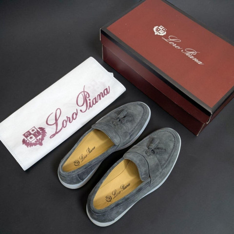 Лофери Loro Piana натуральна замша БОМБОНЧИК СІРИЙ Lof004