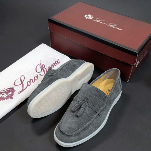 Лофери Loro Piana натуральна замша БОМБОНЧИК СІРИЙ Lof004