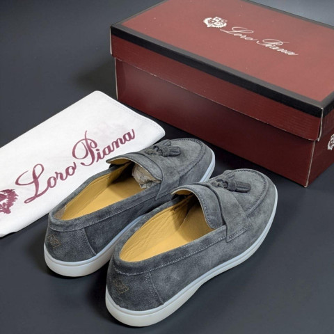 Лофери Loro Piana натуральна замша БОМБОНЧИК СІРИЙ Lof004