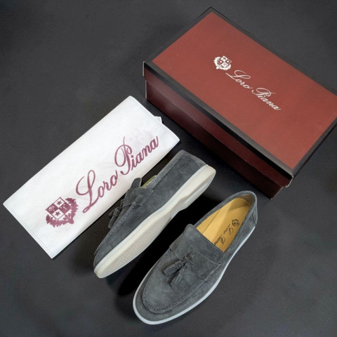 Лофери Loro Piana натуральна замша БОМБОНЧИК СІРИЙ Lof004