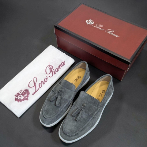 Лофери Loro Piana натуральна замша БОМБОНЧИК СІРИЙ Lof004