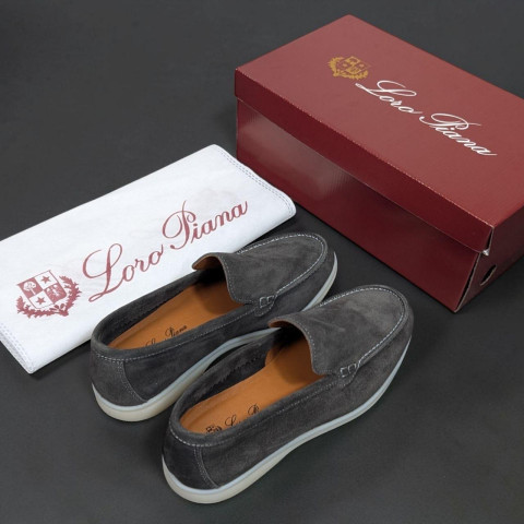 Лофери Loro Piana натуральна замша Темно СІРИЙ Lof006